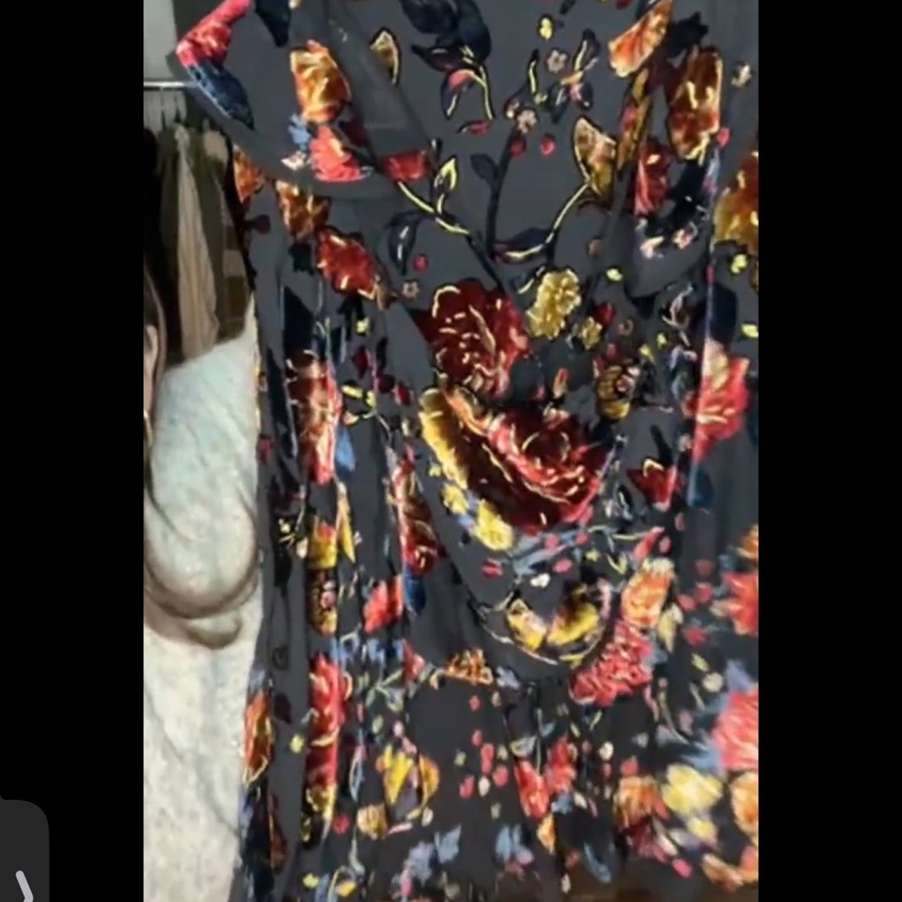 Free People Black Floral top and Maxi Skirt with Red, Gold & Blue Accents - Picture 2 of 2